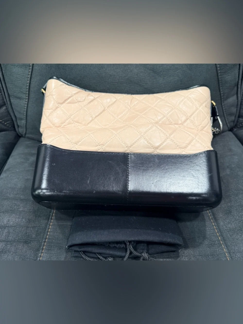 CHANEL gabrielle hobo  Two-Tone Quilted Leather Shoulder Bag in Beige and Black - Picture 5 of 11